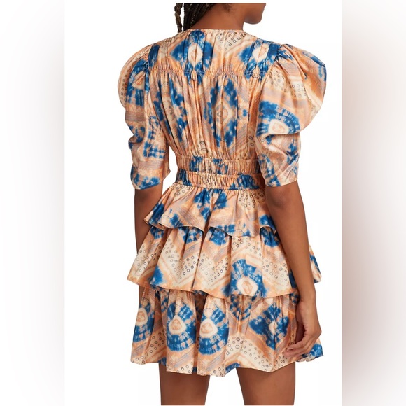 NWT ULLA JOHNSON Zita Silk Ruffled Minidress Size 8 Color: Fossil; 100% Silk - Picture 5 of 7